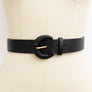 Chic Wide Waist Belt With Textured Round Buckle