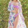 And The Why Floral Kimono Open Front Longline Cardigan