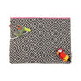Tucan jacquard pouch/clutch/minibag with 2corsage Black OS