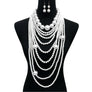 White Long White Pearl Necklace Set