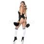 Gothic Cheerleader 5 Pc White Black Skeleton Skull Print Bodysuit Costume Sz XS