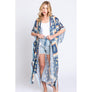 DIONA J BOHO PRINT KIMONO COVER UP ONE SIZE COLOR BLUE