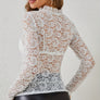 Ruffled V-Neck Long Sleeve Lace Top