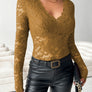 V-Neck Long Sleeve Lace Top