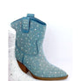 RIVER-01 GLITTER RHINESTONE BLING BOOTIE Blue Size 6