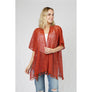 DIONA J ETHNIC PATTERN LACE KIMONO w/TASSEL ONE SIZE COLOR RED