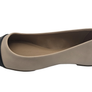 Women's Classic Ballet Beige Flat Light Faux Leather Shoes with Black Toe