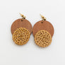 Chic Wood Accent Woven Straw Dangle Earrings