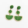 Woven Rattan Tiered Drop Earrings - Natural Style
