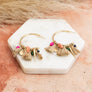 Gold-tone Raffia & Bead Textured Hoop Earrings