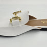 Women's Low Heel Leather Mules – Slip-On Backless Flats for Girls & Ladies, Work Slides, Classic Ballet Flats, Light Faux Leather Sandals with Gold Buckle