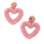 Beaded Heart Earrings Statement Thick Heart Seed Bead Heart Hoop Dangle Earrings Festive Valentines Day Earrings Gift for Women Girls