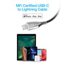 Naztech Titanium USB-C to Lightning Braided Cable