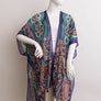 Paisley Print Open Front Kimono w/ Cinched Arms