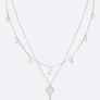 CZ Heart And Key Layered Pendant Necklace