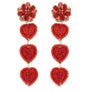 4 Tier Heart Shaped Beaded Valentine Beaded Heart Earrings for Women Valentine’s Day Gifts for Her