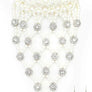 Crystal Accent Pearl Choker Statement Necklace Set