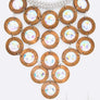 Crystal Wood Disk Statement Bib Necklace Set