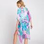 DIONA J HAND DRAWN TROPICAL LEAVES KIMONO ONE SIZE COLOR PURPLE
