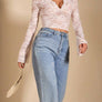 V-Neck Flare Sleeve Lace Top