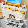 TV Stand Dresser With 5 Drawers, TV Stands Entertainment Center For 50 Inch Television, Media Console Table With Power Outlets And LED Lights, Office Lockers, Open Shelf, Living Room