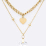 Stainless Steel Crystal Heart Layer Necklace