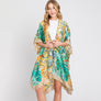 DIONA J HAND DRAWN WATERCOLOR TROPICAL LEAVES KIMONO ONE SIZE COLOR BEIGE