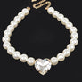 Crystal Heart Pendant Faux Pearl Collar Necklace