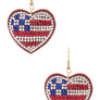USA Flag Rhinestone Heart Shape Pillow Earrings