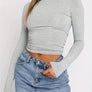 Solid Color Round Neck Long Sleeve T-Shirt
