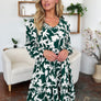 Double Take Full Size Printed Ruffle Hem Dress with Pocket