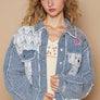 POL Crochet Patch Embroidered Button Up Jacket