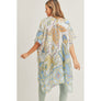 DIONA J FLORAL PRINT KIMONO CARDIAGN ONE SIZE COLOR BLUE