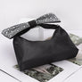 Rhinestone Bow Tie Satin Top Handle Clutch