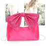 Rhinestone Bow Tie Satin Top Handle Clutch