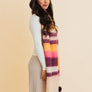 Contrast Color Stripes Chunky Pom Tassel Scarf