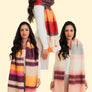 Contrast Color Stripes Chunky Pom Tassel Scarf