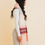 Contrast Color Stripes Chunky Pom Tassel Scarf