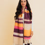 Contrast Color Stripes Chunky Pom Tassel Scarf