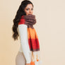 Contrast Color Stripes Chunky Pom Tassel Scarf