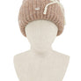 Knitted Beanie Hat with Pearl Ribbon Accent