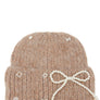 Knitted Beanie Hat with Pearl Ribbon Accent