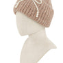 Knitted Beanie Hat with Pearl Ribbon Accent