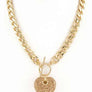Pave Crystals Heart Pendant Necklace Set