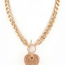 Pave Crystals Heart Pendant Necklace Set