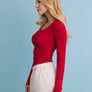 Cotton Long Sleeve Ribbed Henley Top with Buttons
