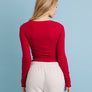 Cotton Long Sleeve Ribbed Henley Top with Buttons