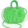 Braided Handle Faux Fur Plushy Bag