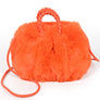 Braided Handle Faux Fur Plushy Bag