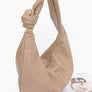 Knotted Handle Embossed Faux Leather Shoulder Bag